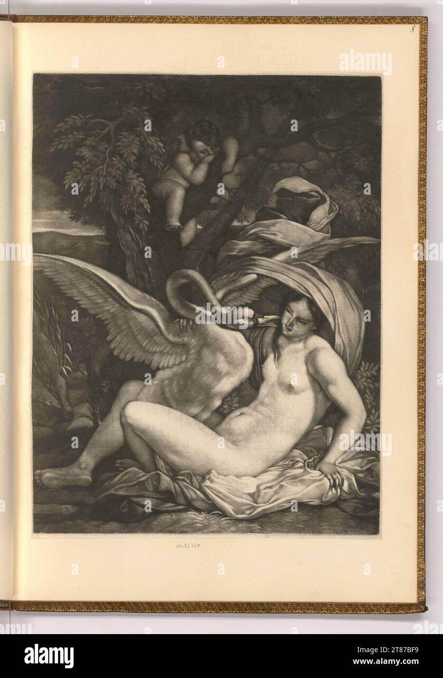 Pieter Schenk (incisore) Leda e il cigno. Sci 1675-1719 , 1675/1719 Foto Stock