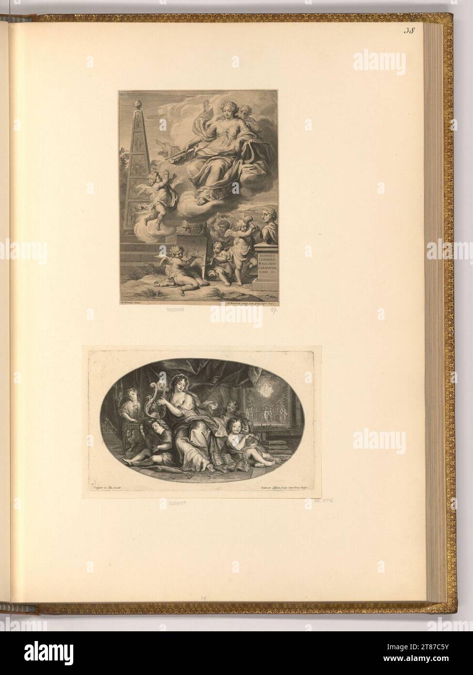 Gerard Edelinck (incisore) Allegoria delle arti; personificazione della musica. Stampa in rame 1660-1707 , 1660/1707 Foto Stock