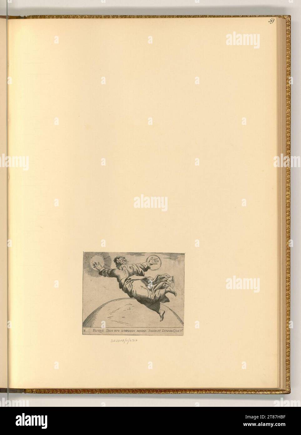 Unbestimmt (incisore) Dio crea il sole e la luna. incisione 17. Secolo, XVII secolo Foto Stock