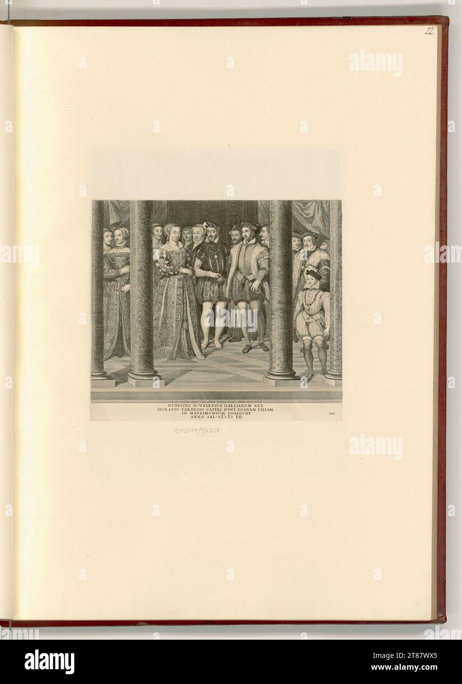 Georg Kaspar Prenner Enrico II di Francia sposa sua figlia Diana a Orazio Farnese. incisione 1747 , 1747 Foto Stock