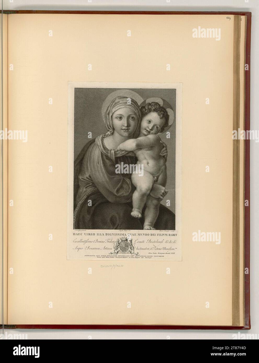 Domenico Cunego (incisore) Madonna con bambino. Incisione del rame, incisione intorno al 1775 Foto Stock