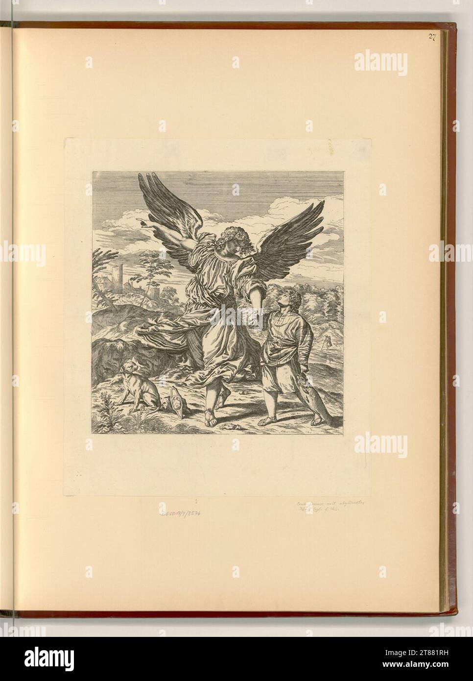 Valentin le Febre (incisore) Arcangelo Raffaello con Tobias. Incisione, incisione del rame intorno al 1682 Foto Stock