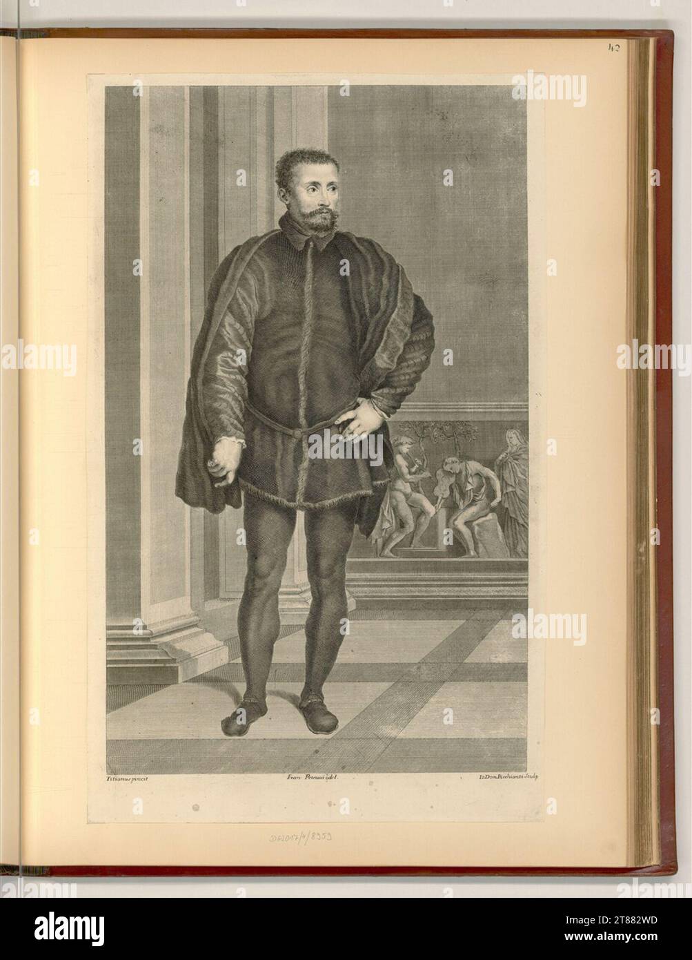 Giovanni Domenico Picchianti (incisore) Ritratto di uomo in costume di corte. Stampa con incisione in rame intorno al 1670 Foto Stock