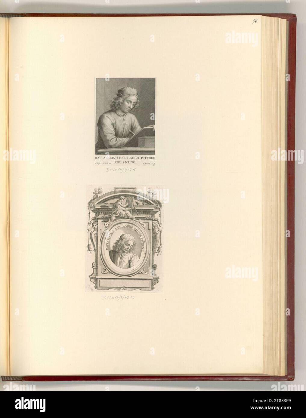 Giovanni Battista Cecchi (incisore) Porträts Raffaellino del Garbo pittore fiorentino. Incisione rame, incisione 1769-1850 , 1769/1850 Foto Stock