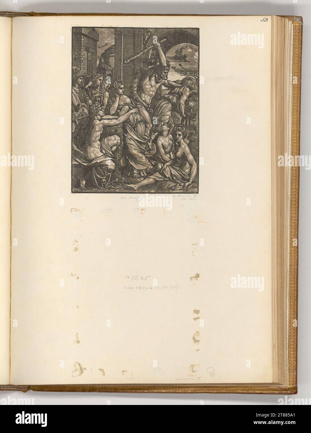 Ugo da Carpi Ercole vende l'avarizia dal tempio delle muse. Clair OBSCUR Woodcut 1517-1520 , 1517/1520 Foto Stock