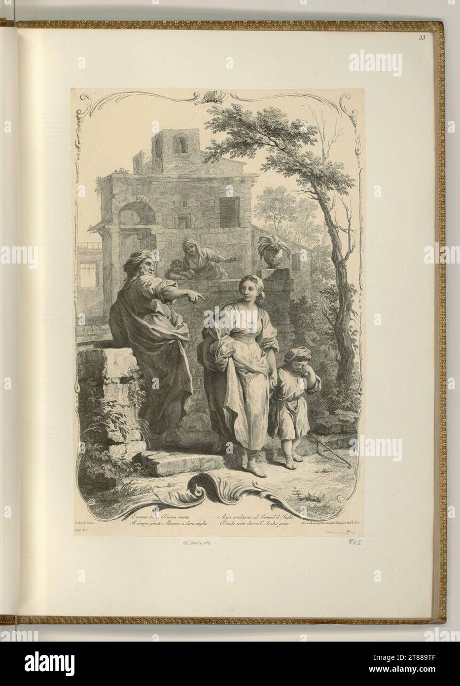 Francesco Bartolozzi (incisore) Abramo bandì Agar e Ismael. Incisione, incisione rame 1758 , 1758 Foto Stock