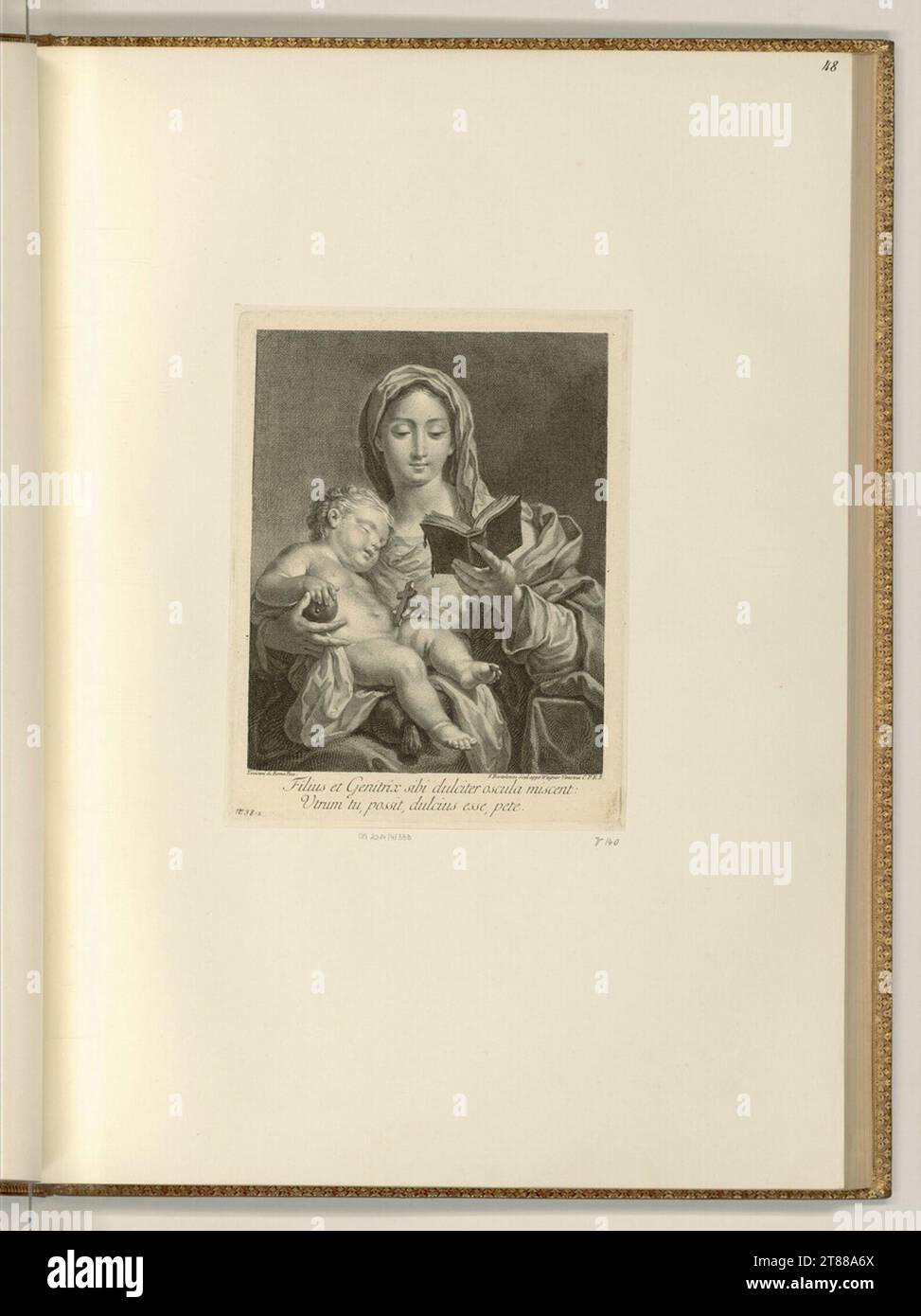 Francesco Bartolozzi (incisore) legge Madonna con un bambino addormentato di Gesù. Incisione, incisione del rame intorno al 1762 Foto Stock