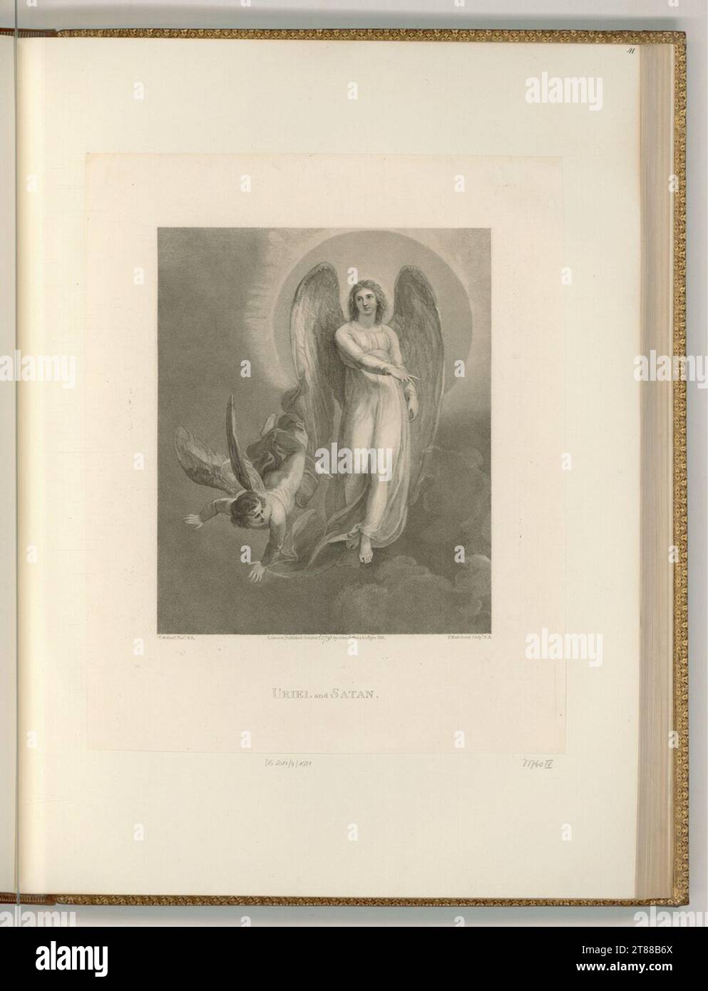 Francesco Bartolozzi (incisore) Uriel e Satana. Punta animale, incisione, incisione rame 1792 , 1792 Foto Stock