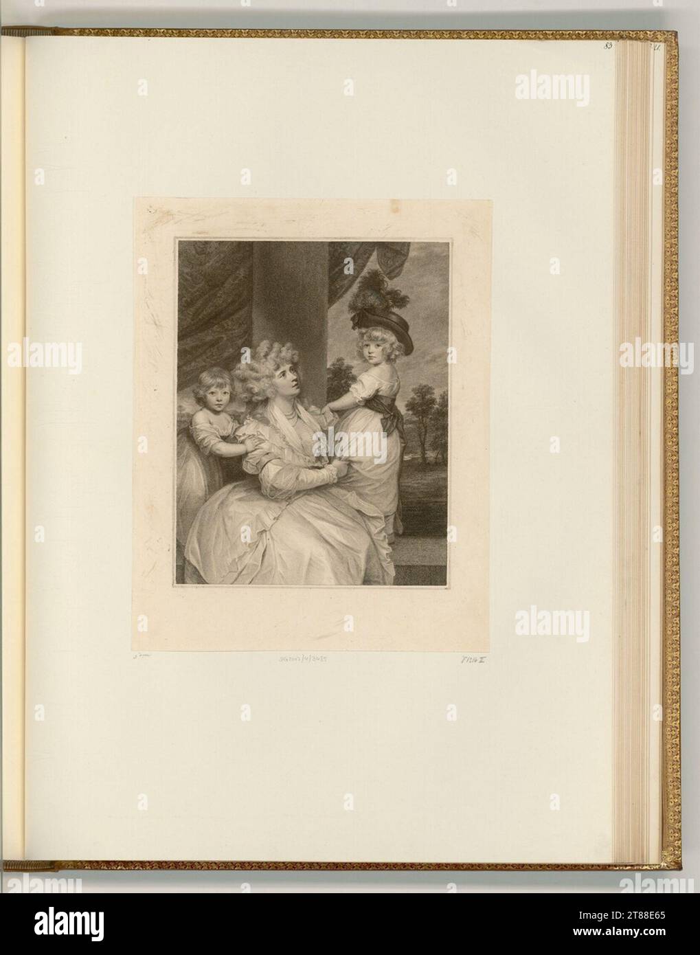 Francesco Bartolozzi (incisore) Jane, contessa di Harrington, Lord Visconte Petersham e Honble Lincoln Stanhope. Modalità Dotier, incisione 1789 , 1789 Foto Stock