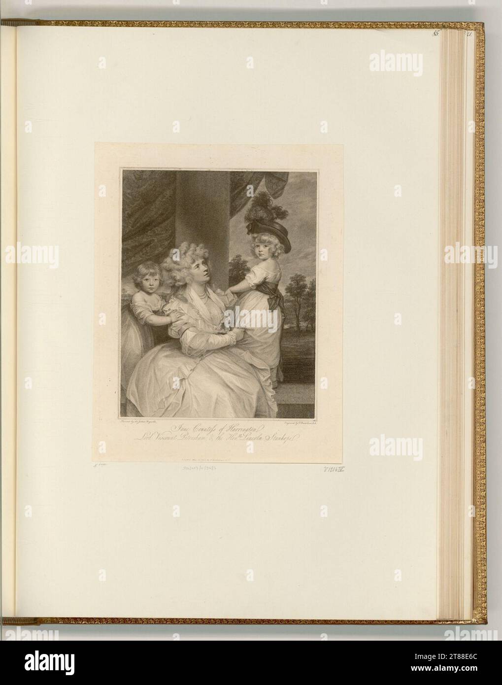 Francesco Bartolozzi (incisore) Jane, contessa di Harrington, Lord Visconte Petersham e Honble Lincoln Stanhope. Modalità Dotier, incisione 1789 , 1789 Foto Stock