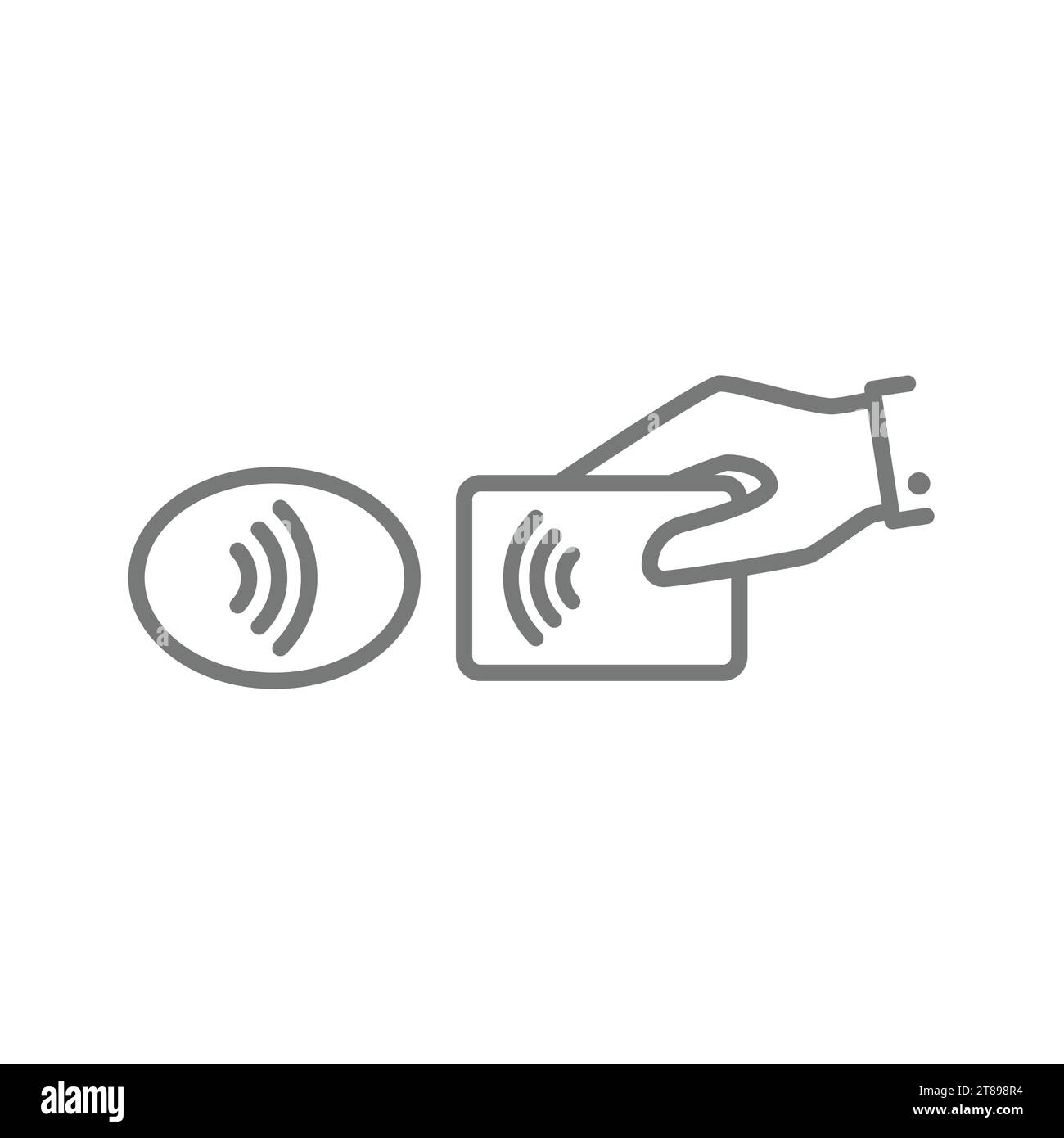 Toccare per pagare, posizionare il lettore terminale e l'icona della carta di credito. Vettore di pagamento nfc senza contatto e senza contanti Illustrazione Vettoriale