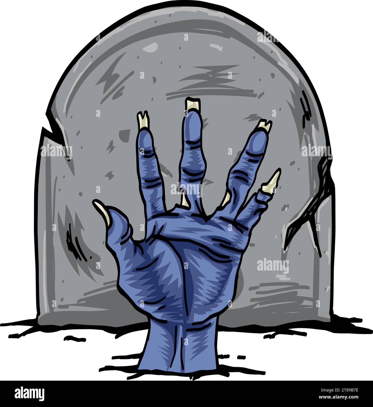 Gli zombie distribuiscono l'illustrazione dei vettori dei cartoni animati di Tombstone Illustrazione Vettoriale