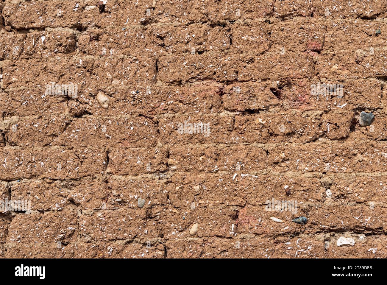 Sfondo della parete di mattoni ricoperta di argilla Foto Stock