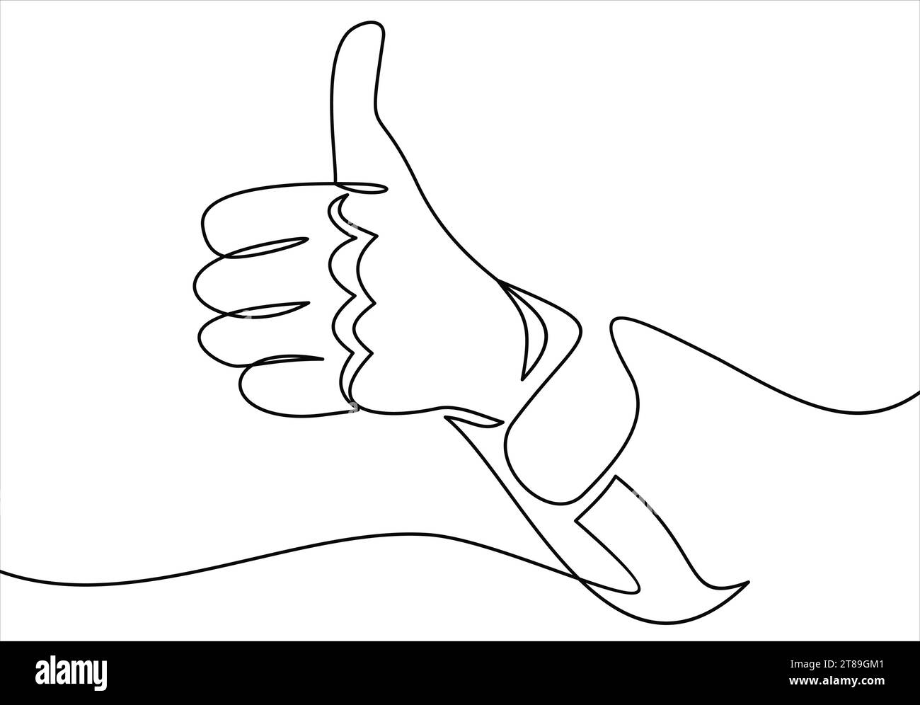 Thumbs up line-Continuous line drawing Illustrazione Vettoriale