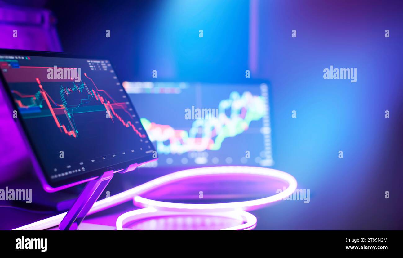 Grafico economico con diagrammi sul mercato azionario, per il business e finanziario Foto Stock