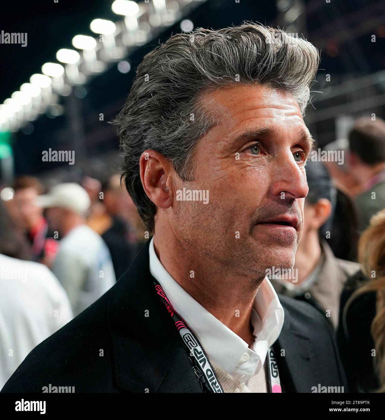 18 novembre 2023, Las Vegas Street Circuit, Las Vegas, FORMULA 1 HEINEKEN SILVER LAS VEGAS GRAND PRIX 2023, nella foto l'attore statunitense Patrick Dempsey. Foto Stock