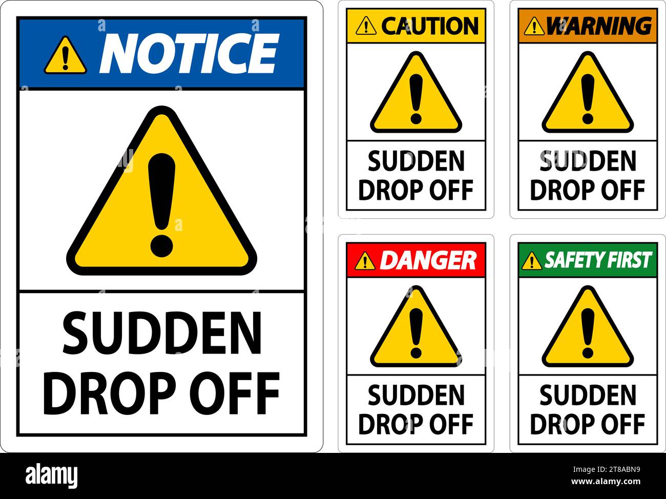 Segnale di pericolo caduta improvvisa Illustrazione Vettoriale