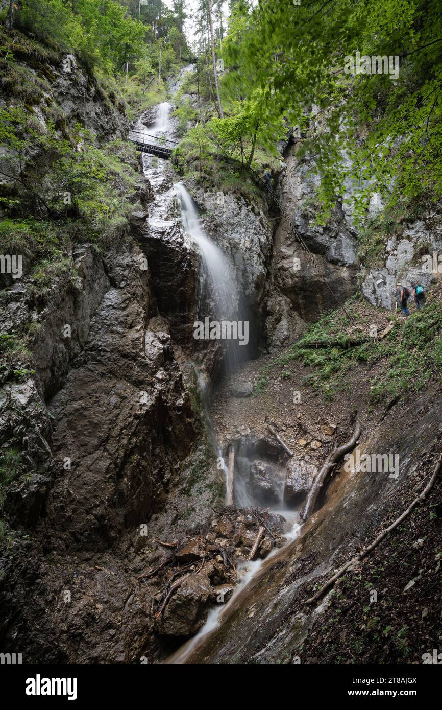 Cascate di Zavojovy - 75 m, le più alte del Parco Nazionale Slovacco Paradise, Slovacchia Foto Stock