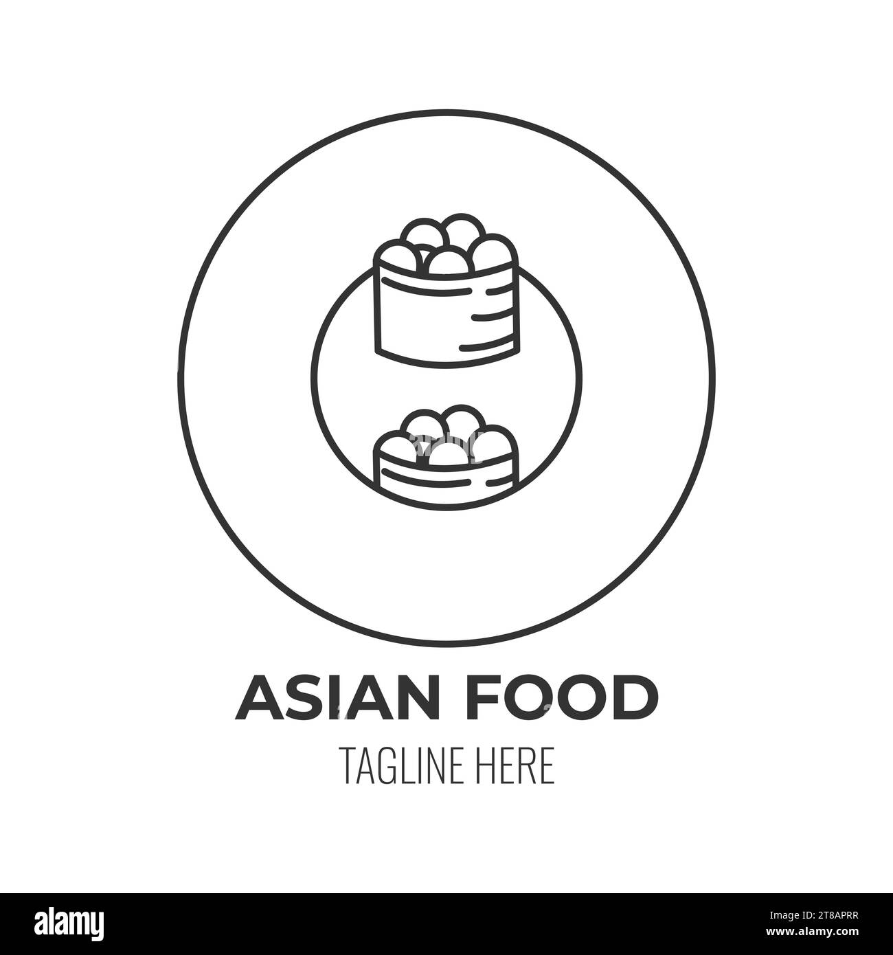 Modello logo sushi. Icona del cibo asiatico gustoso Illustrazione Vettoriale