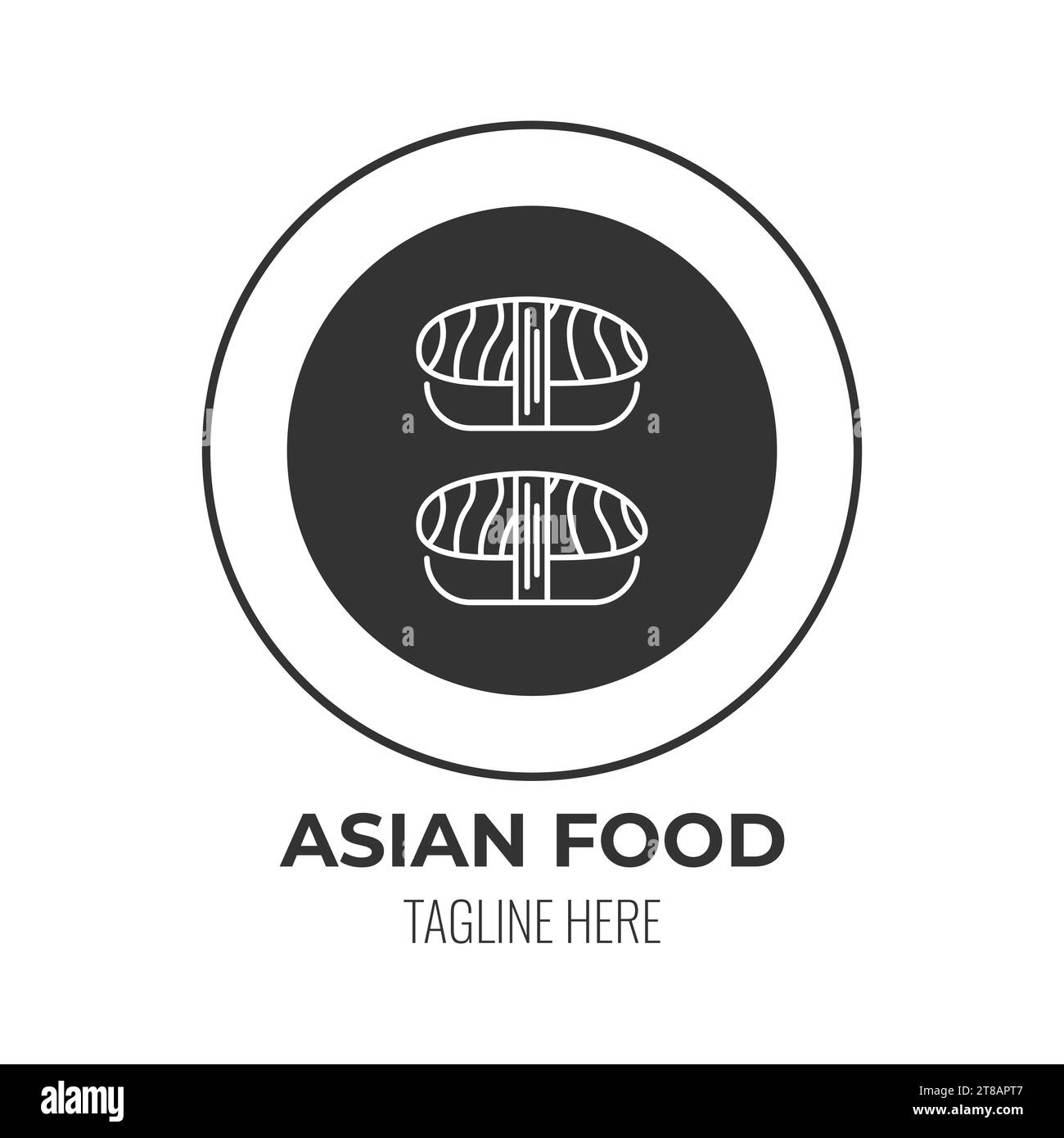 Modello logo sushi. Icona del cibo asiatico gustoso Illustrazione Vettoriale