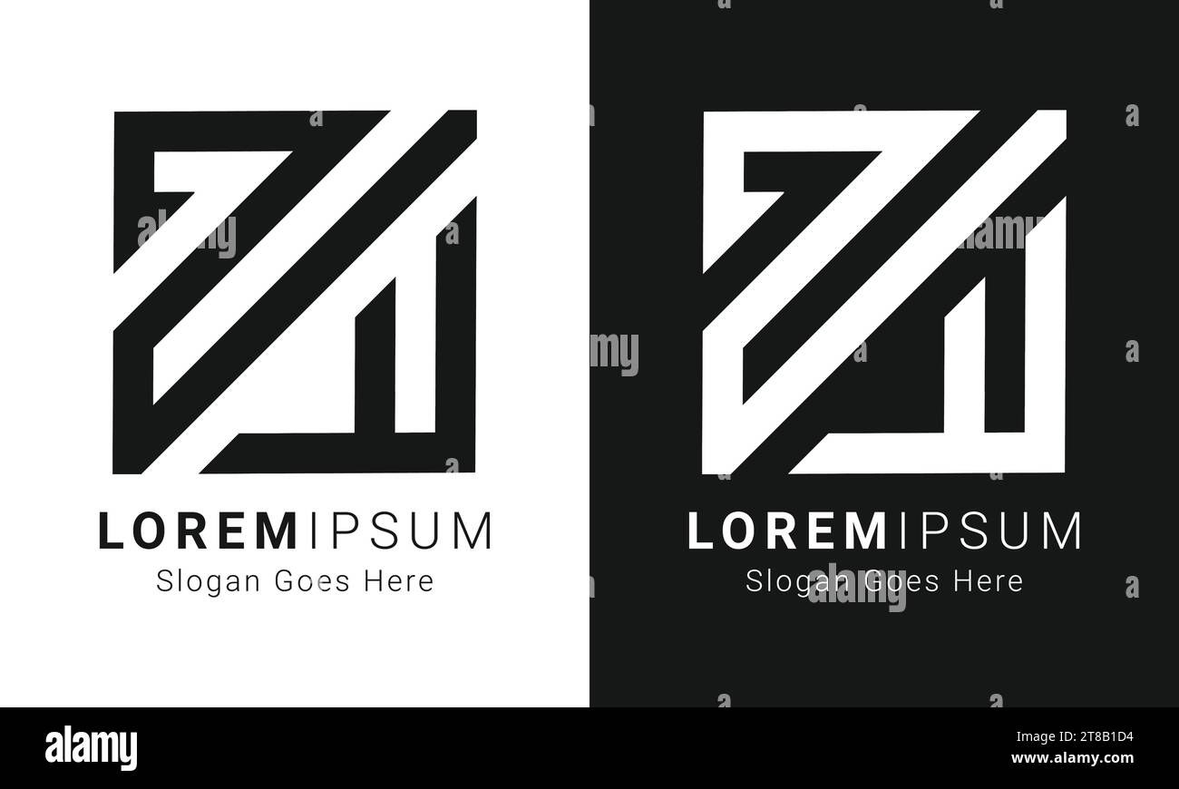 Design con logo monogramma iniziale ZF o FZ Luxury Illustrazione Vettoriale