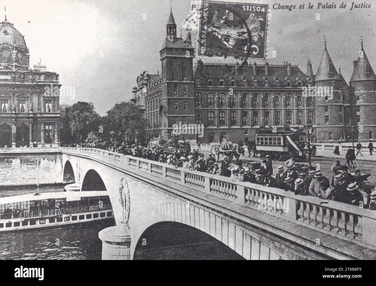Change et le Palais de Justice, Parigi 1900S.. Foto Stock