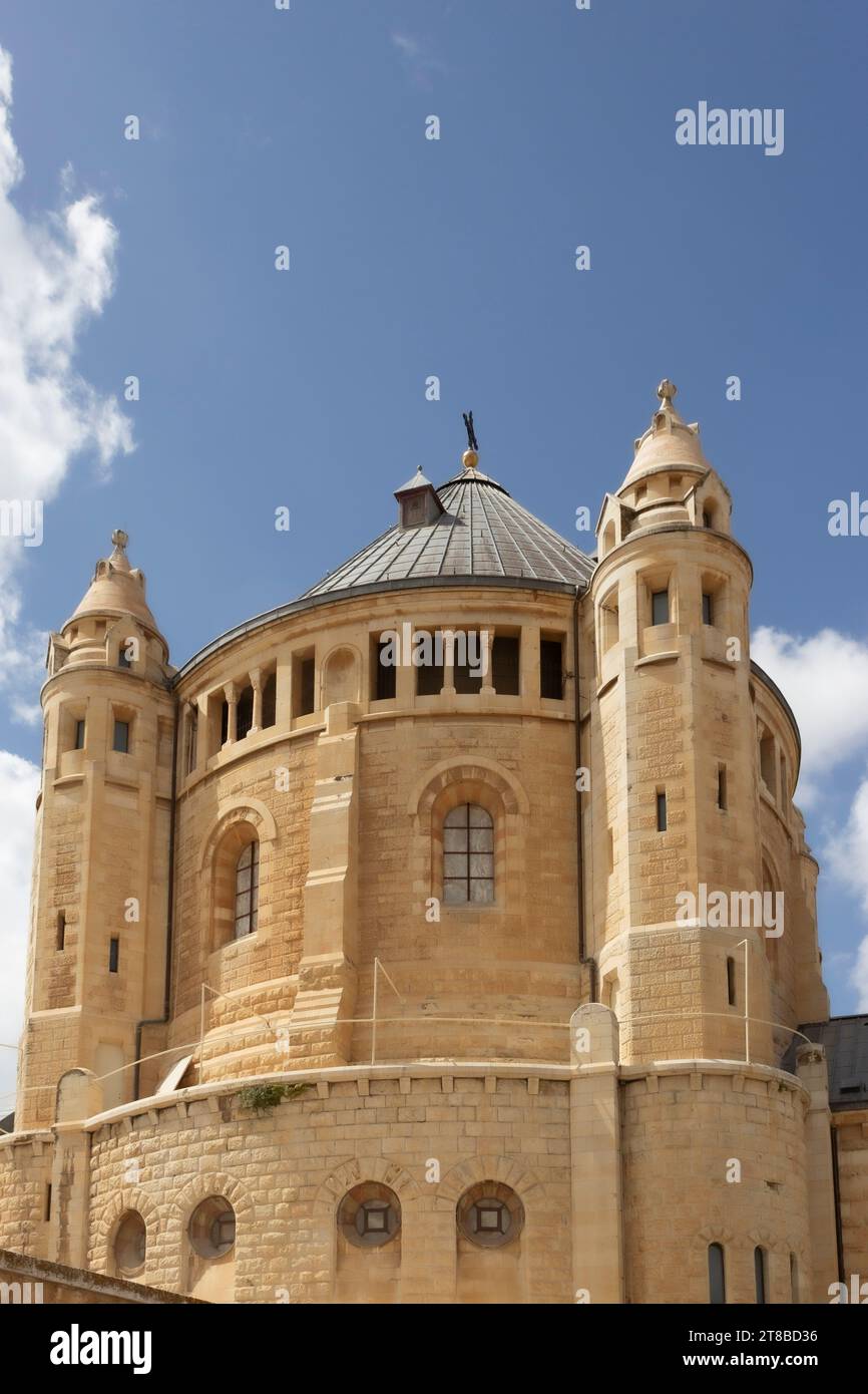 Abbazia della Dormizione, Monte Sion, città vecchia di Gerusalemme, Israele. Abbazia cattolica appartenente all'ordine benedettino a Gerusalemme, sul monte Sion, j Foto Stock