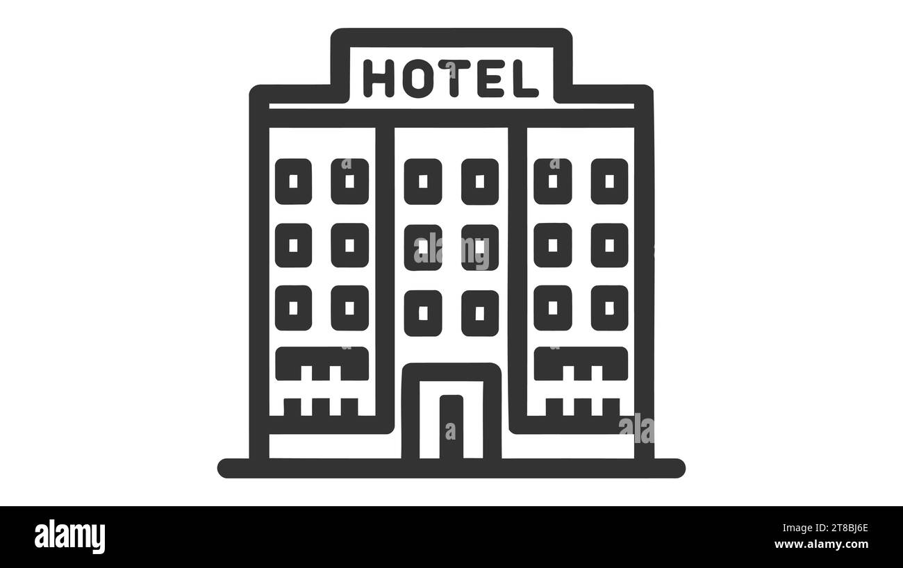 Icona Hotel isolato su sfondo bianco. Semplice piatto pittogramma per business, marketing, internet concetto. Moderno e alla moda di simboli vettoriali per il web site des Illustrazione Vettoriale