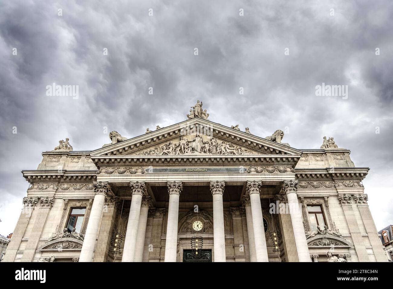 Esterno dell'ex edificio della Borsa di Bruxelles, Bruxelles, Belgio Foto Stock