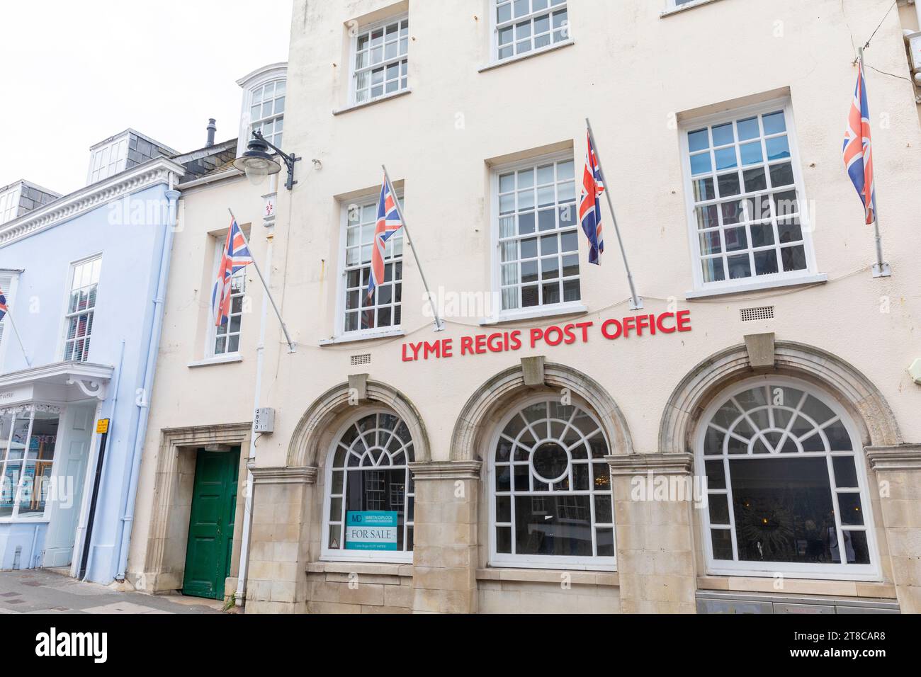 Lyme Regis Post Office ora permanentemente chiuso e l'edificio;ding è disponibile per la vendita,Dorset,Inghilterra,Regno Unito,2023 Foto Stock