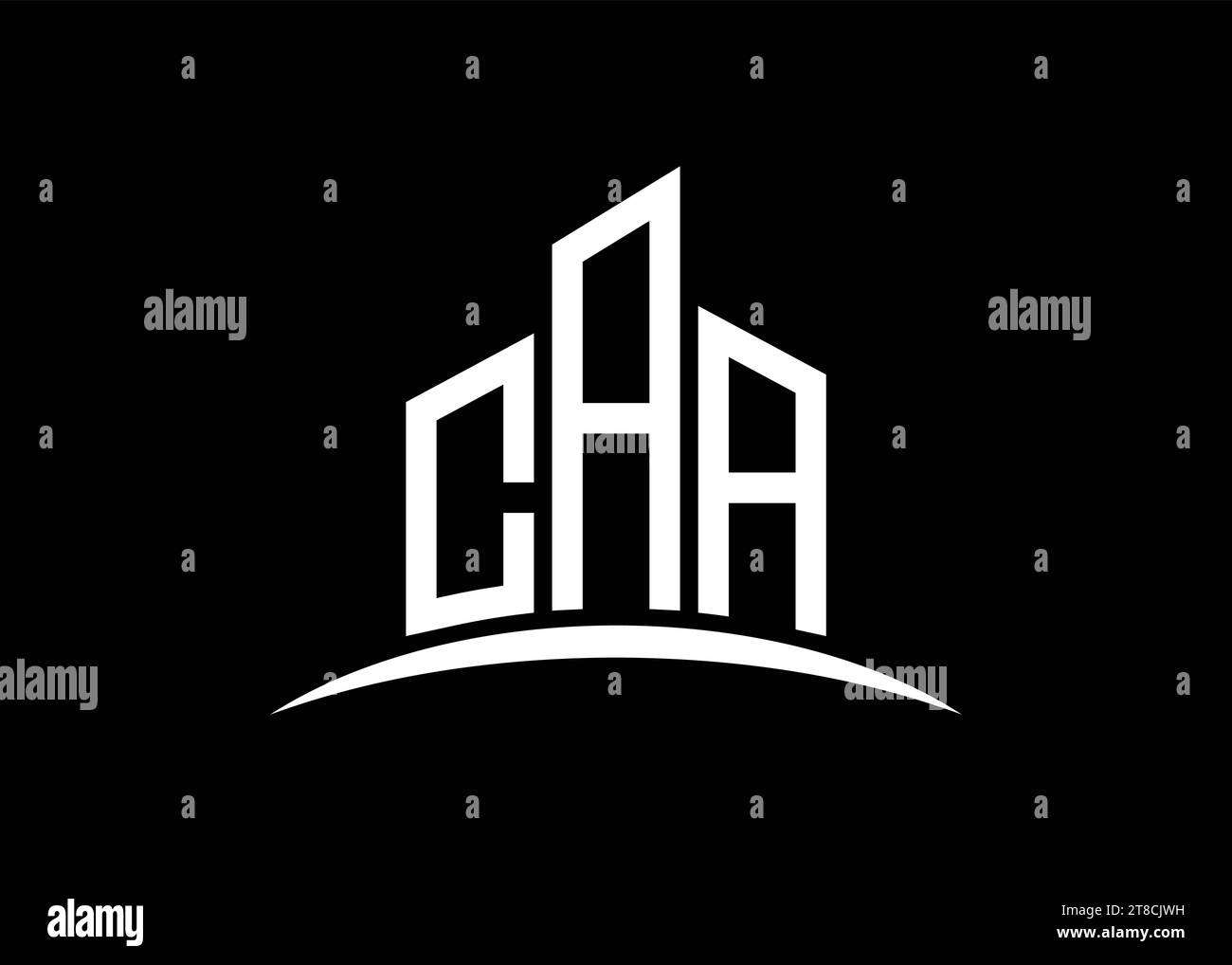 Modello di design del logo con monogramma vettoriale di costruzione CAA lettera. Logo CAA Building Shape. Illustrazione Vettoriale