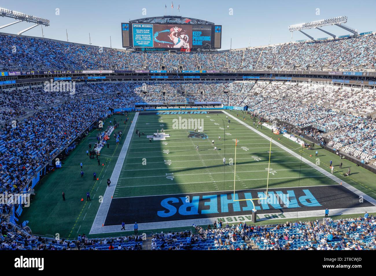 Charlotte, NC USA: Una visione generale del campo durante una partita NFL tra i Carolina Panthers e i Dallas Cowboys al Bank of America Stad Foto Stock