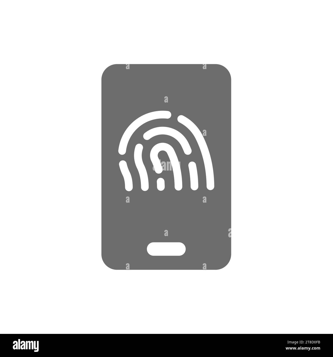 Icona di identificazione dello smartphone e delle impronte digitali. Vettore di accesso per lo sblocco biometrico di telefono e impronte digitali. Illustrazione Vettoriale