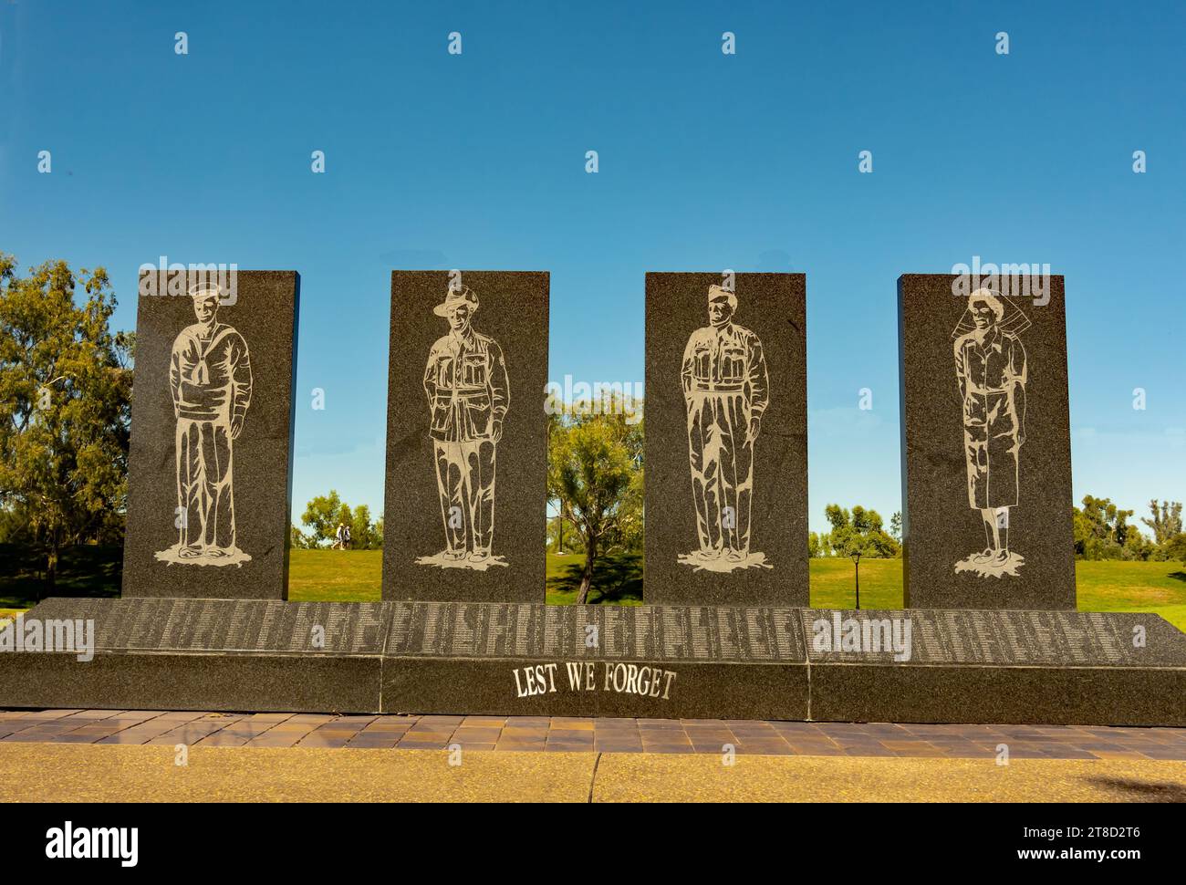 Monumento commemorativo della seconda Guerra Mondiale al Bicentennial Park di Tamworth, Australia. Foto Stock