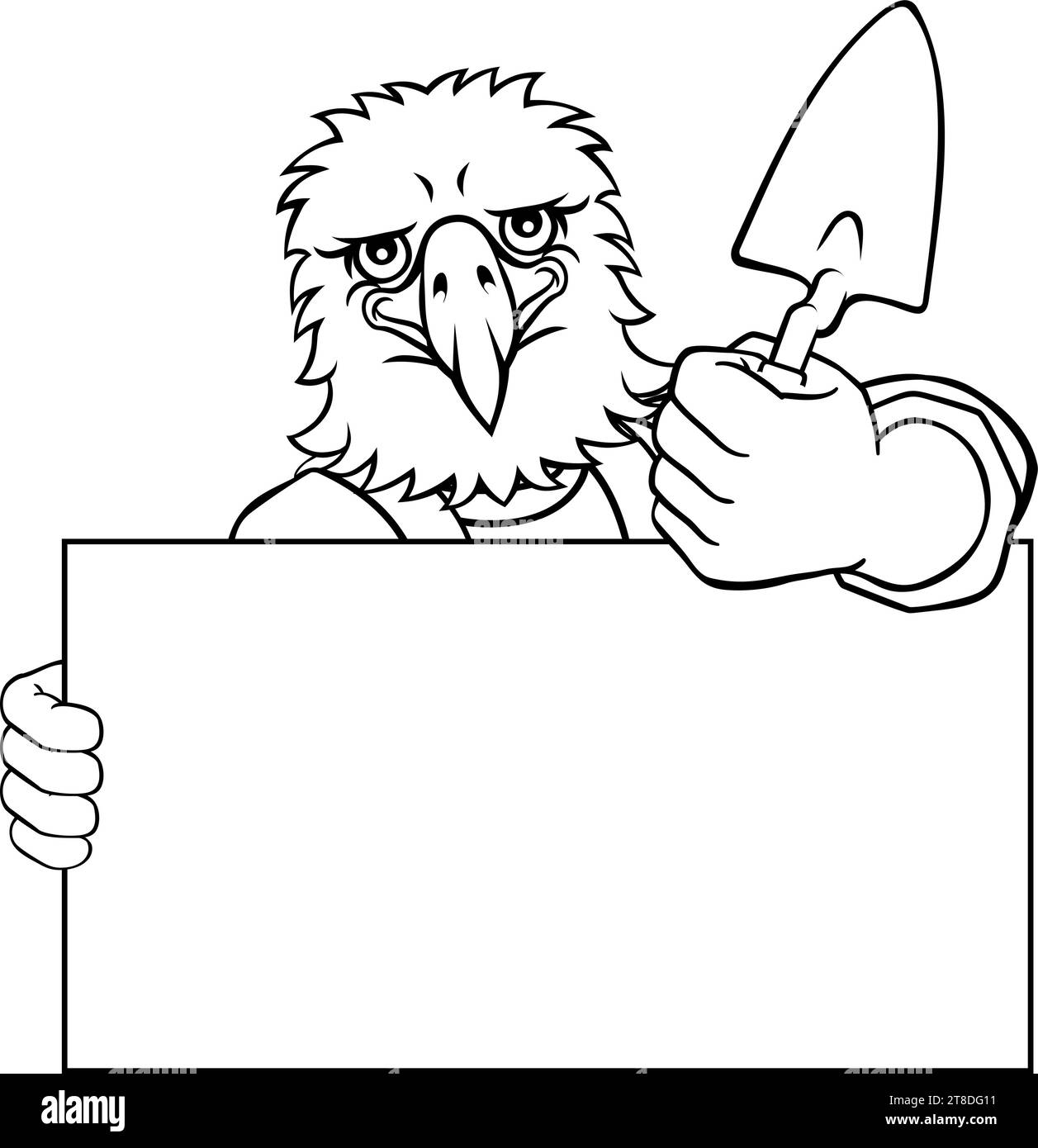 Utensile per cazzuola Eagle Bird Trowel per muratore Handyman Mascot Illustrazione Vettoriale