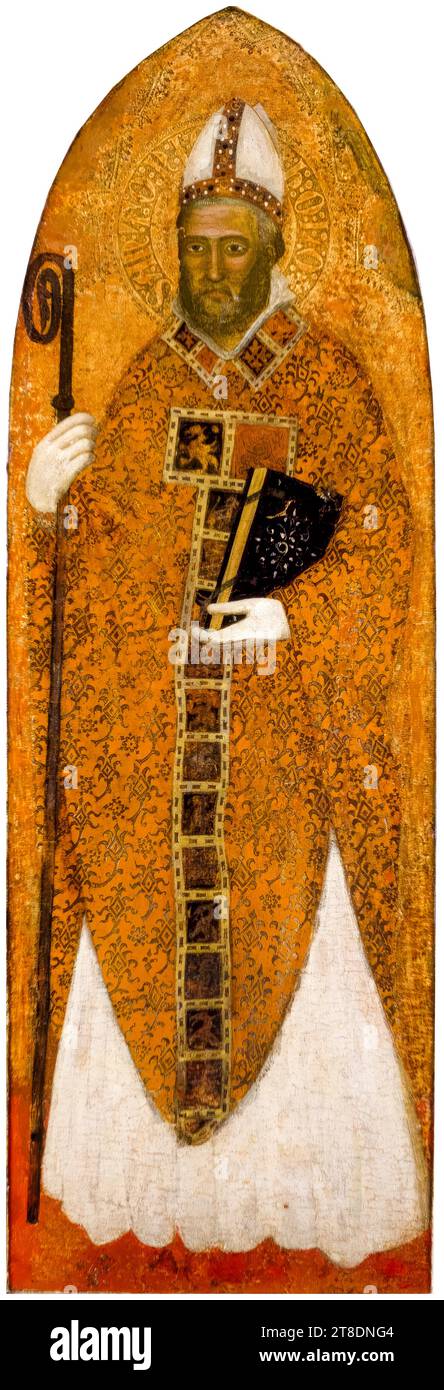 Andrea da Firenze, San Nicola di Bari, dipinto a tempera su tavola con foglia d'oro, 1363-1367 Foto Stock