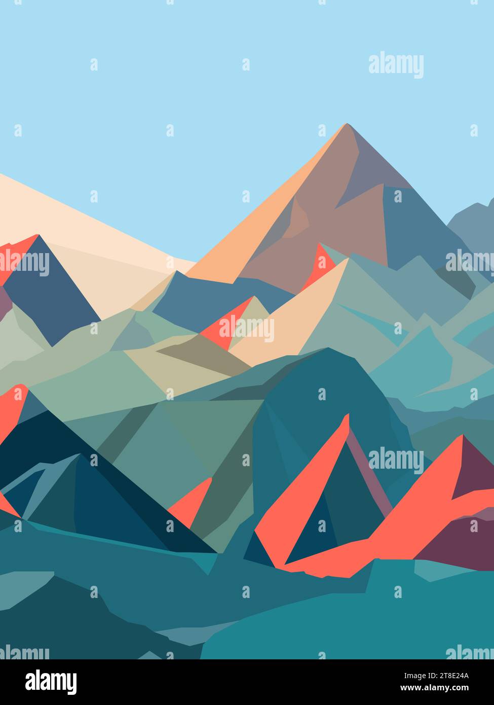 Immagine vettoriale grafica del paesaggio naturale di montagna multicolore. Illustrazione Vettoriale