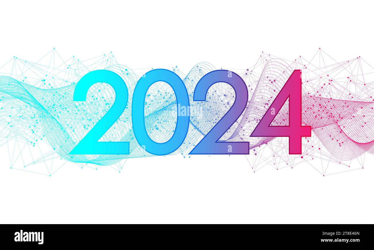 Modello di poster di Natale 2024 illustrazione della tecnologia