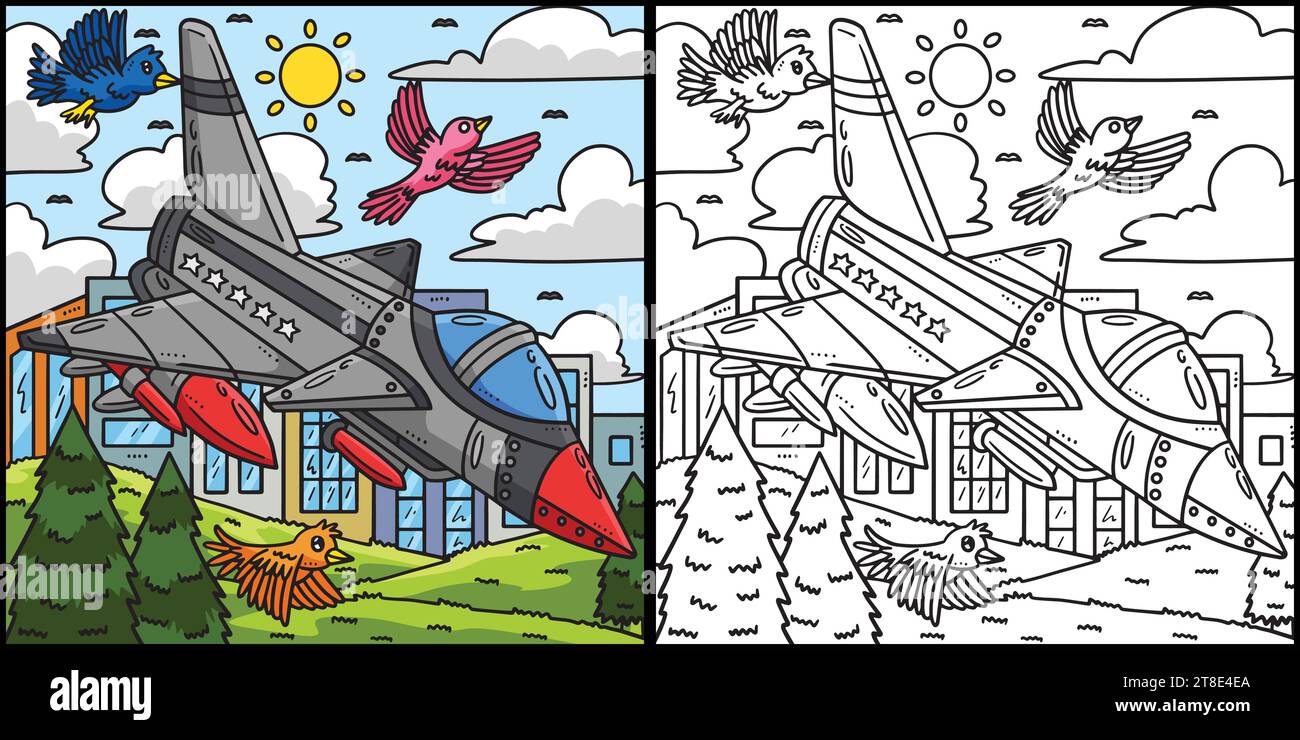 Illustrazione da colorare per i caccia del Memorial Day Illustrazione Vettoriale