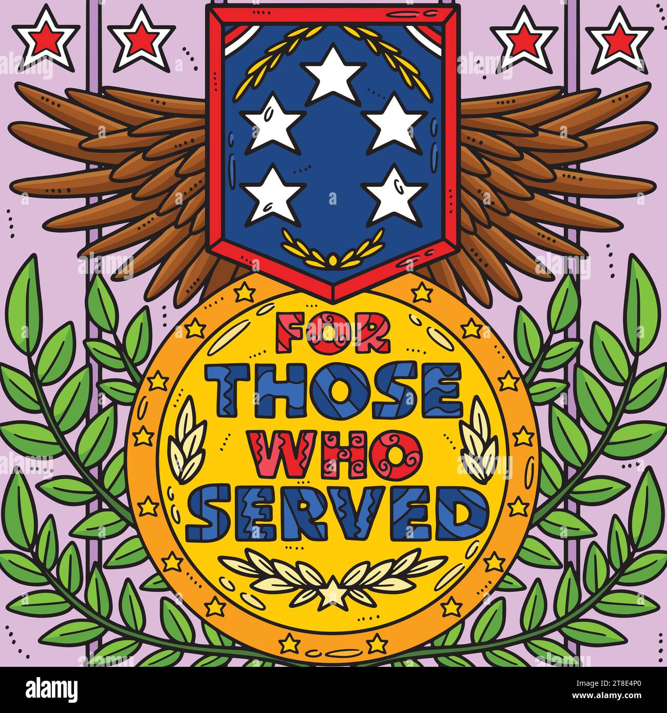 Memorial Day per coloro che hanno servito Medal Colored Illustrazione Vettoriale