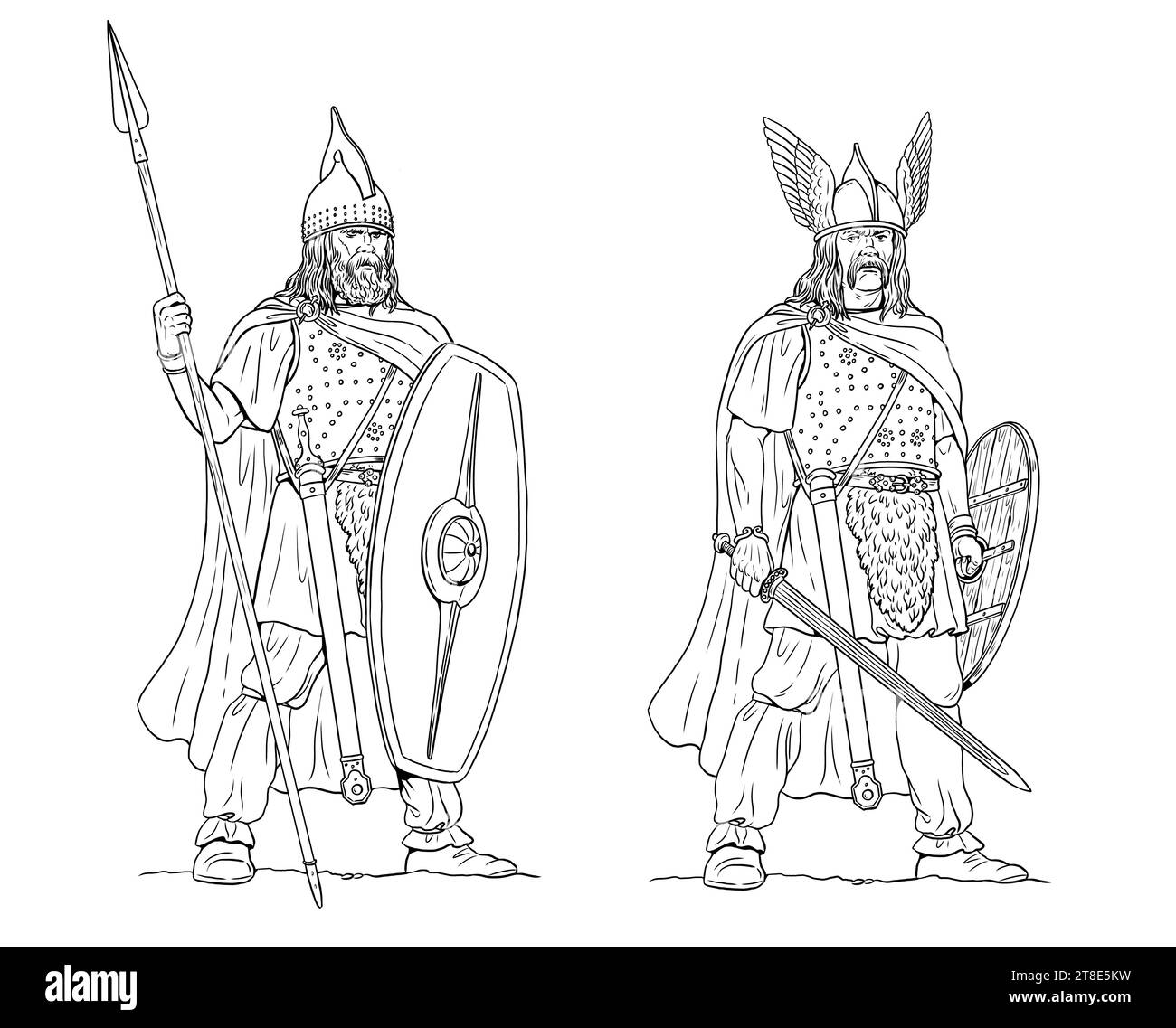 Re e capo gallico Vercingetorix. Antichi guerrieri galattici che disegnano. Foto Stock