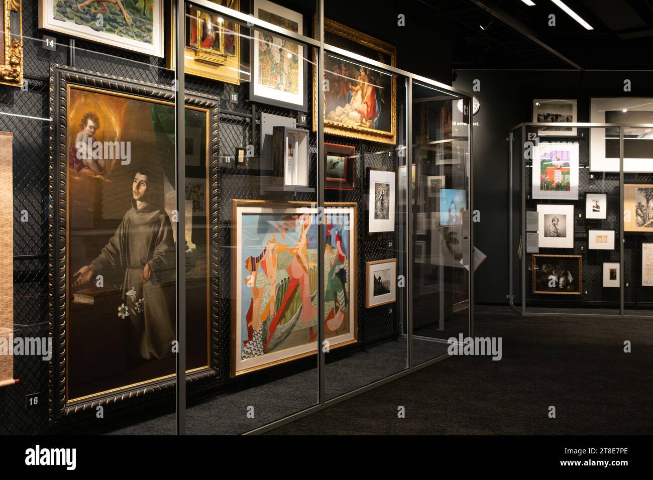 Dipinti in mostra presso l'Eli and Edythe Broad Art Museum presso la Michigan State University, East Lansing Michigan USA Foto Stock