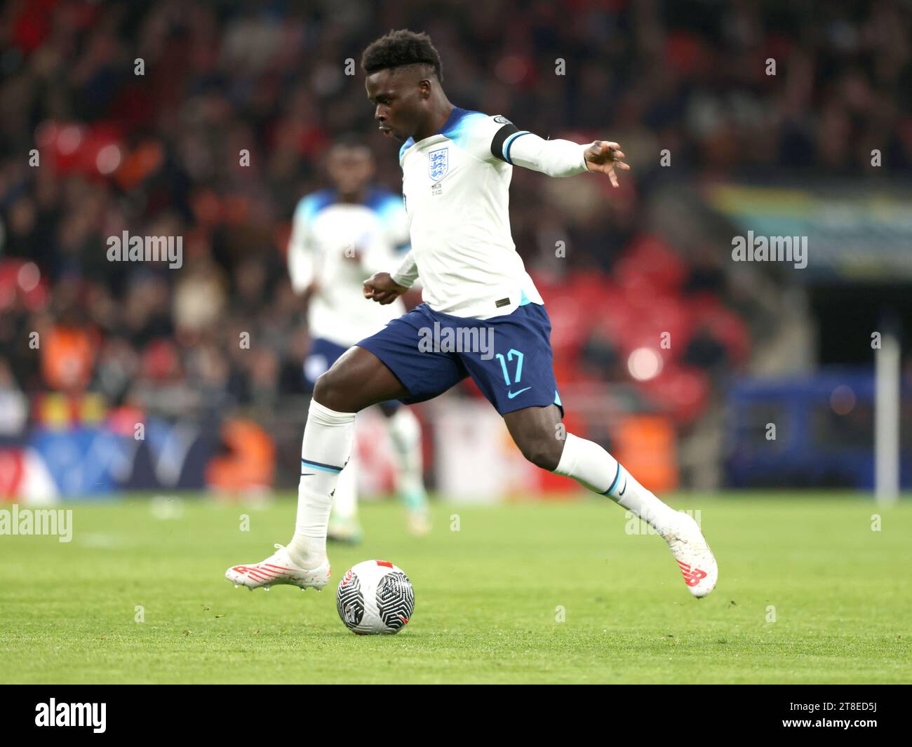 Bukayo Saka (e) alla partita di qualificazione Inghilterra contro Malta UEFA Euro 2024 al Wembley Stadium, Londra, Regno Unito, il 17 novembre 2023. Foto Stock