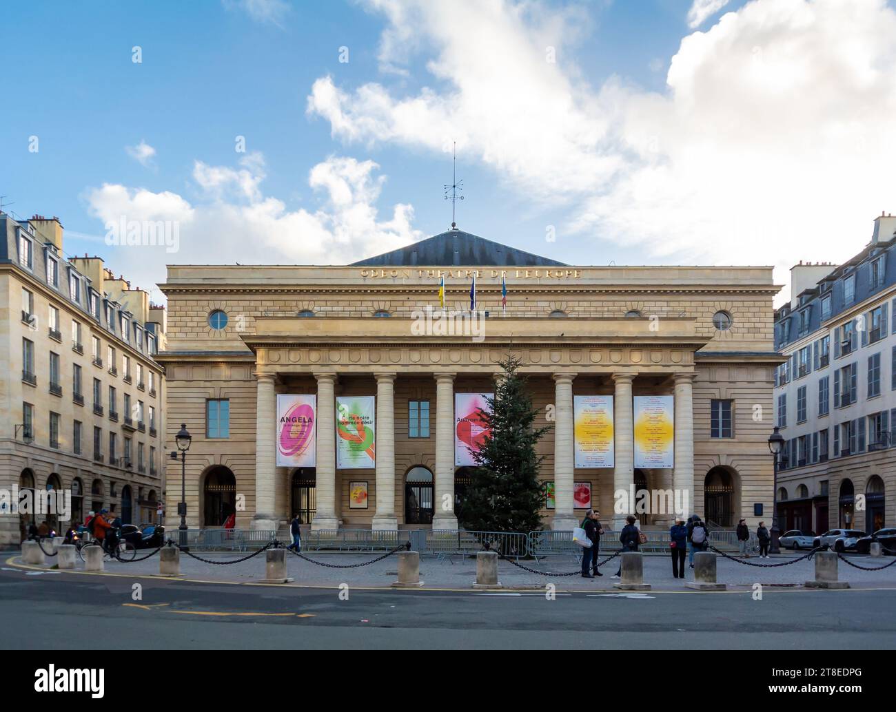 Parigi, Francia, il teatro Odeon è un teatro con architettura neoclassica a Place de lodeon a Parigi, solo editoriale. Foto Stock
