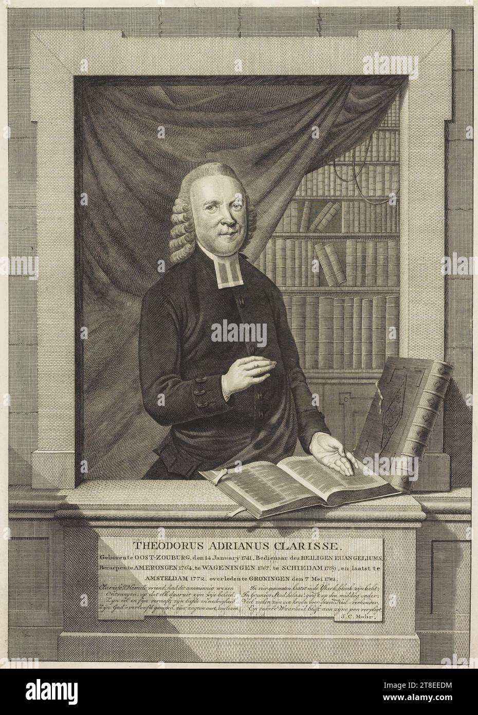 THEODORUS ADRIANUS CLARISSE. Nato a OOST-ZOUBURG, il 14 gennaio 1741. Ministro del SANTO EUAN GELIUMS. Chiamata all'AMERONGEN 1764. A WAGENINGEN 1767. A SCHIEDAM 1769 e ultimo ad AMSTELDAM 1772. Morì a GRONINGEN il 7 maggio 1782. Clarisse, amico celeste; se questo amabile essere ricevuto, che ognuno avrebbe letto da essa la sua saggia politica, la sua anguilla e la sua ingenuità, il suo amore e la sua nedrità, la sua mente impegnata in Dio, il suo zagten aart. In quattro congregazioni, l'ultima nella chiesa, la sua luce brillava; in Grunoos Stad, ahimè Foto Stock