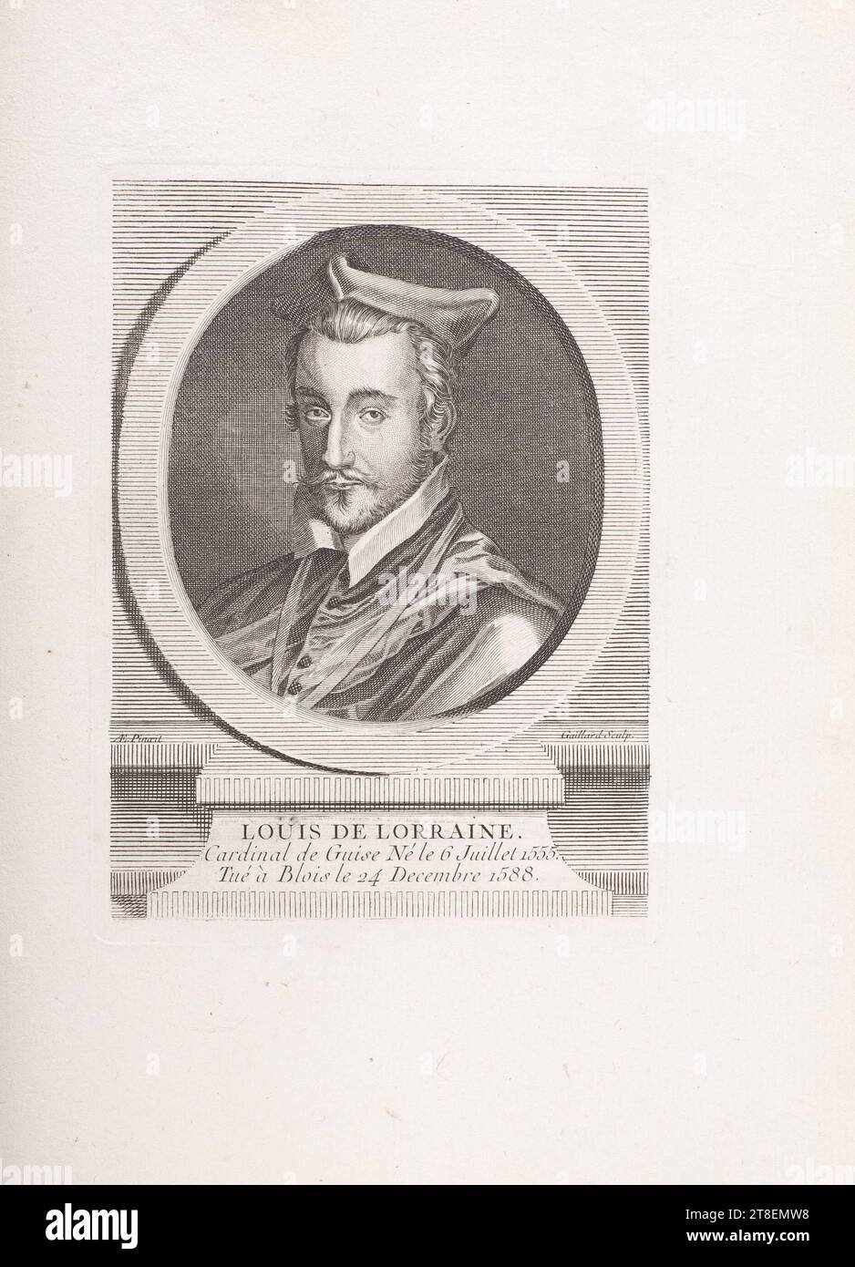 AE. Pinxit. Gaillard Sculp. LOUIS DE LORRAINE. Cardinale di Guisa nato il 6 luglio 1555. Ucciso a Blois il 24 dicembre 1588 Foto Stock