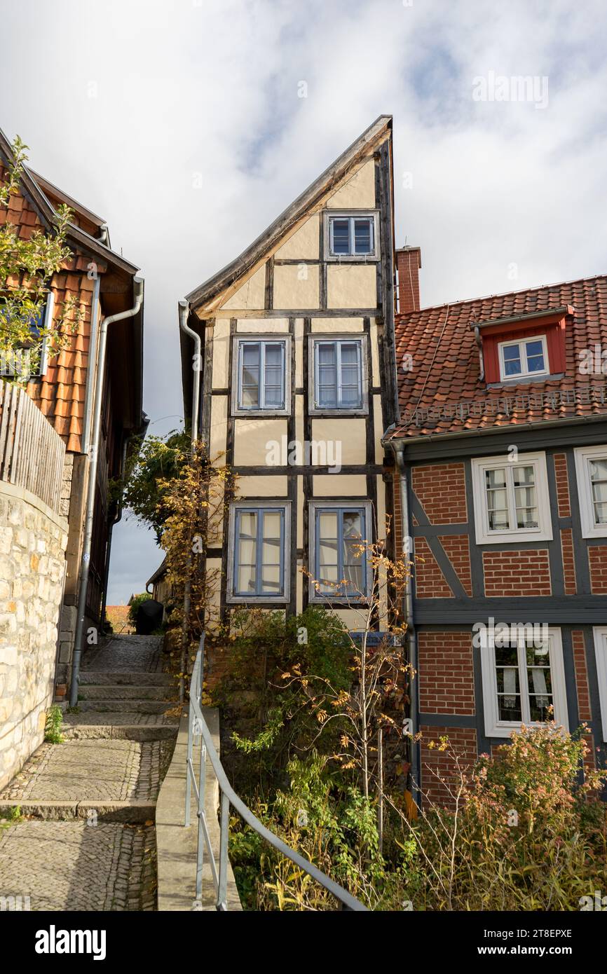 Mezza casa a Quedlinburg, Sassonia-Anhalt, Germania Foto Stock