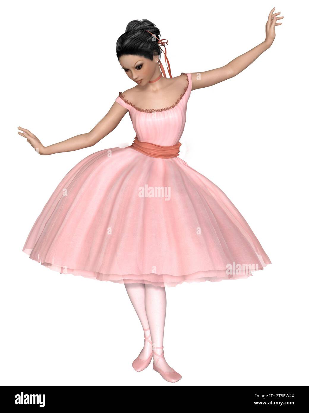 Giovane asiatico ballerina in un rosa Tutu, danza Foto Stock