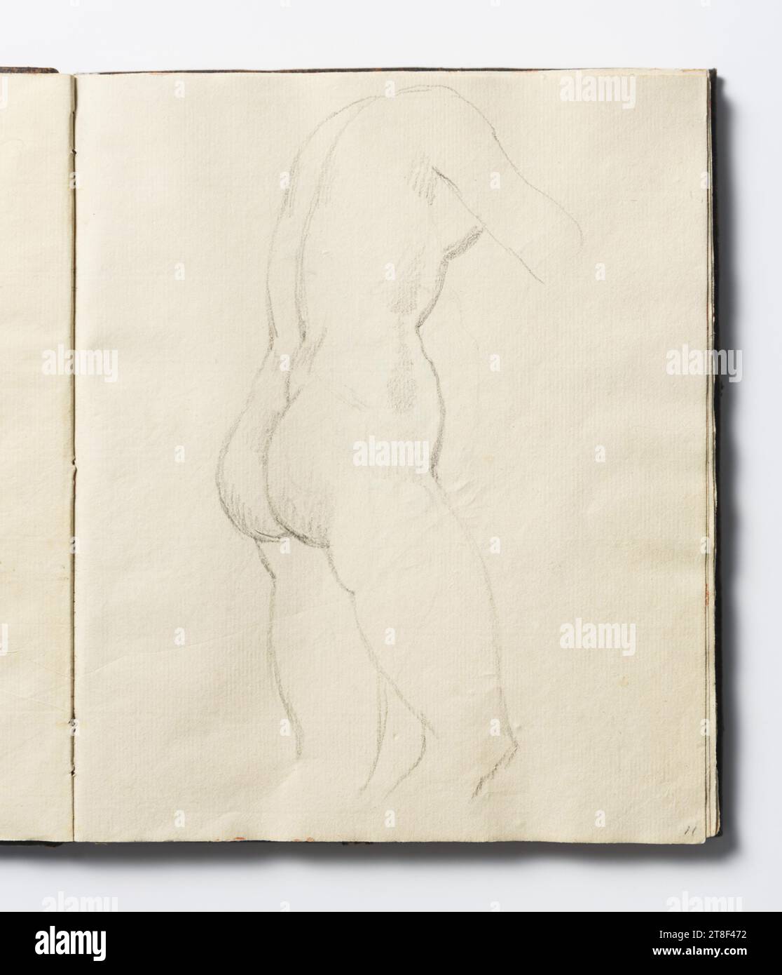 Modello femminile, Giuseppe Cades, 1750-1799, libro, libro di schizzi, pagina Sketchbook, disegno, Studio Figura, carta, colore, gesso, matita, disegnata, altezza 235 mm, larghezza 195 mm, artigianato, disegno, europeo Foto Stock