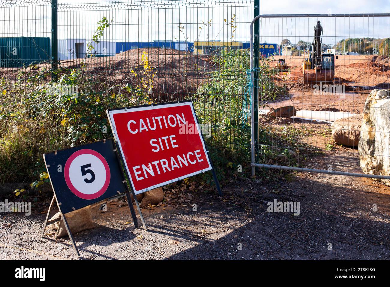 High Gate Edge nuova casa di sviluppo vicino a Ikea in Exeter EX2 - luoghi per le persone - Case Inghilterra - ingresso sito di attenzione Foto Stock